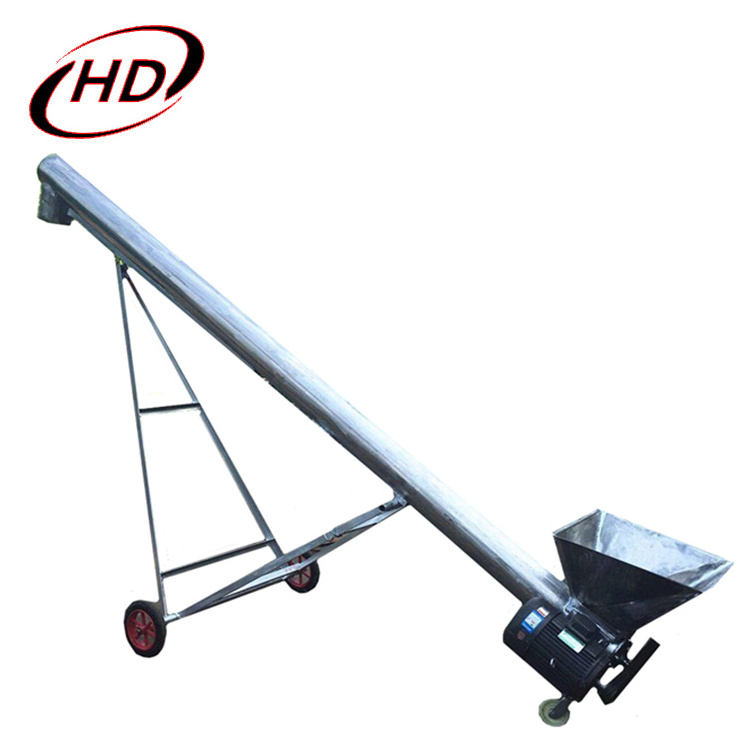 Inclined flexible small grain screw conveyors/augers conveyor with hopper