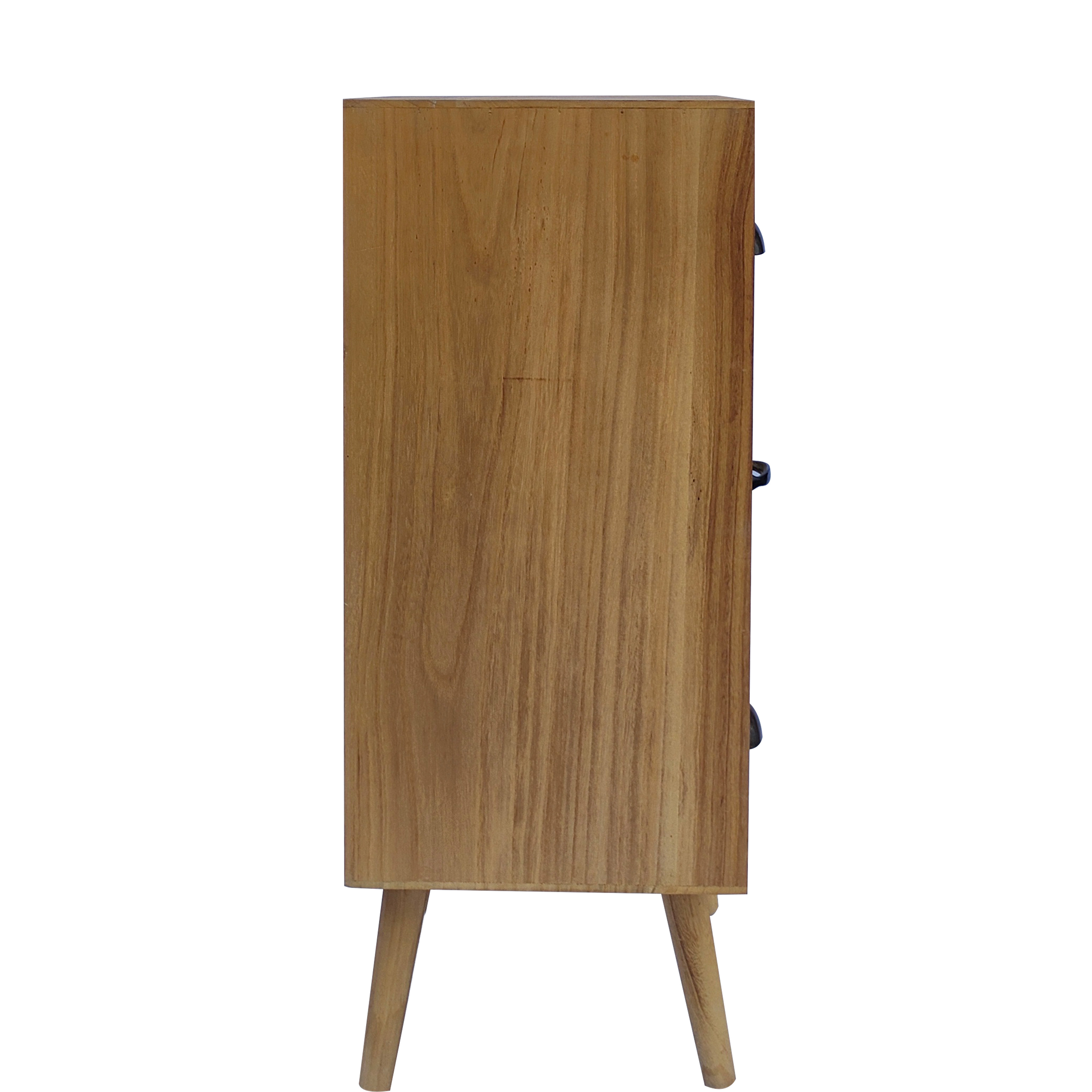 Solid Wood Sideboard  Storage Cabinet with  Rattan Decorated Drawers Free Standing Wooden Accent Chest with Metal Handle