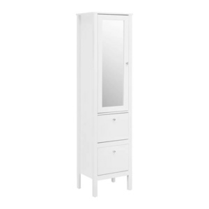 Tall Mirrored Bathroom Cabinet with Doors and Shelves Storage Cupboard Freestanding Storage Cabinet with Drawers Linen Tower