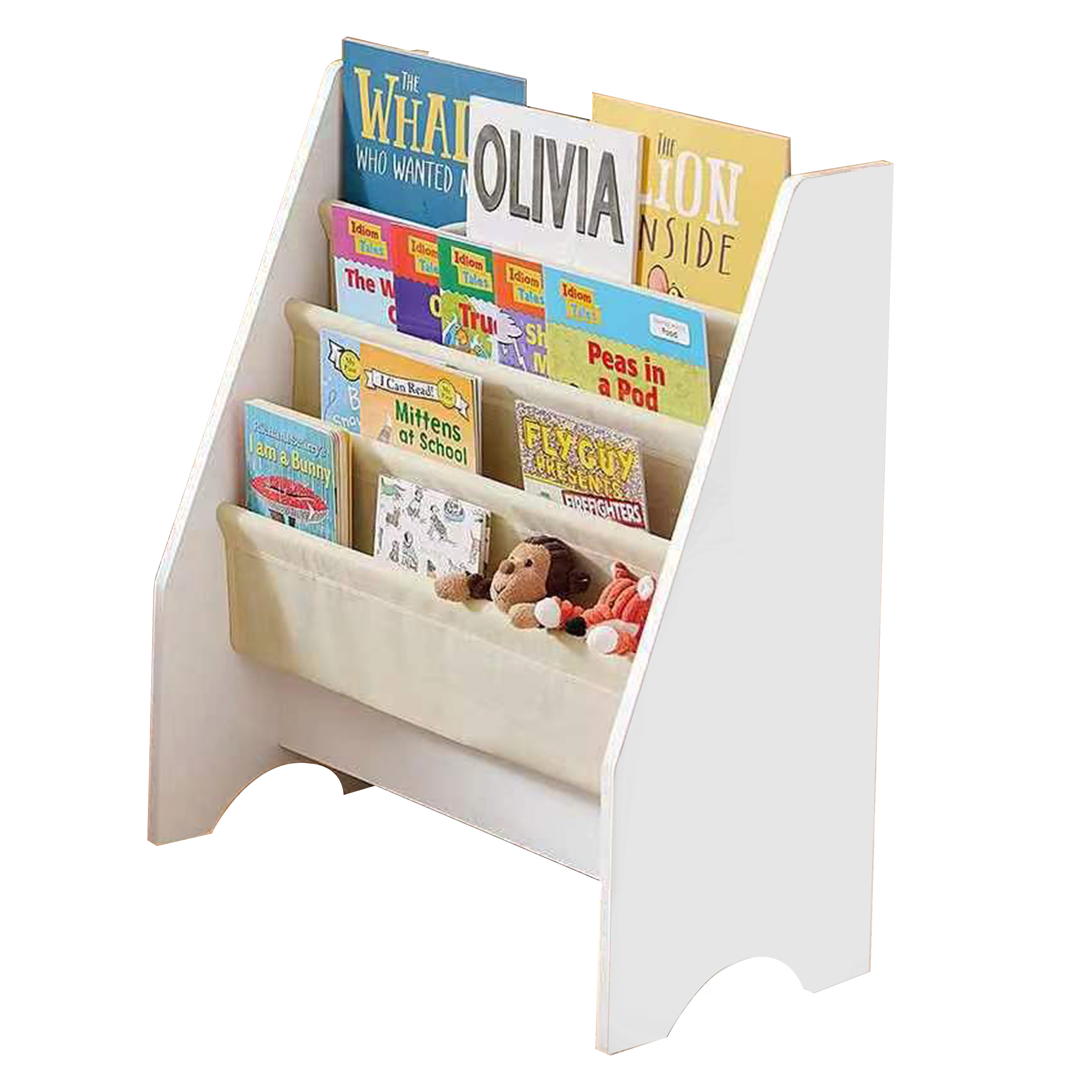 Wood 4 Tier Toddler Book Rack Storage Shelf Kids Bookcase for Children Room Wooden Kids Bookshelf Toy Organizer Space-Saving