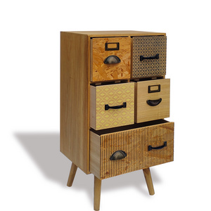 Solid Wood Sideboard  Storage Cabinet with  Rattan Decorated Drawers Free Standing Wooden Accent Chest with Metal Handle