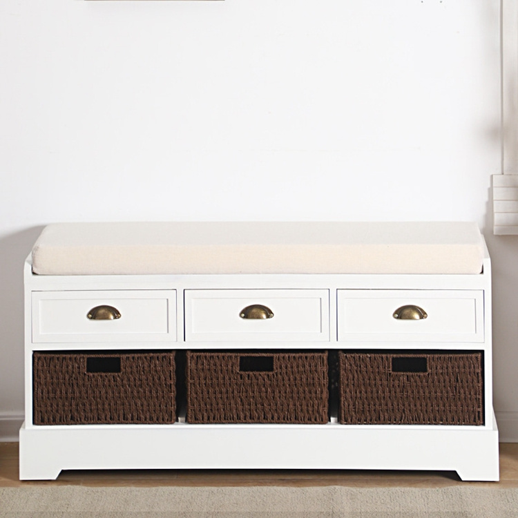 White Wooden Modern Shoe Rack Furniture Entryway Corner Shoe Storage Bench