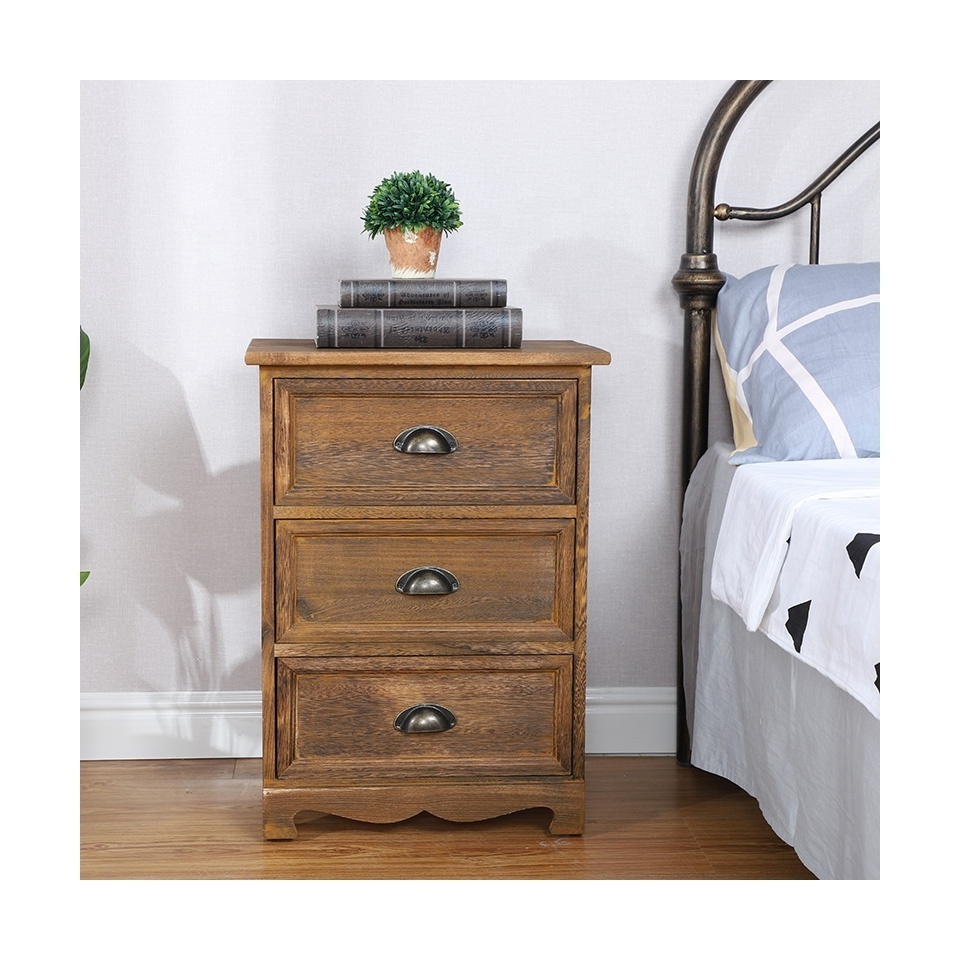 Hot Selling Rustic Style Simple Solid Wood Furniture Drawer Luxury Hotel Nightstands