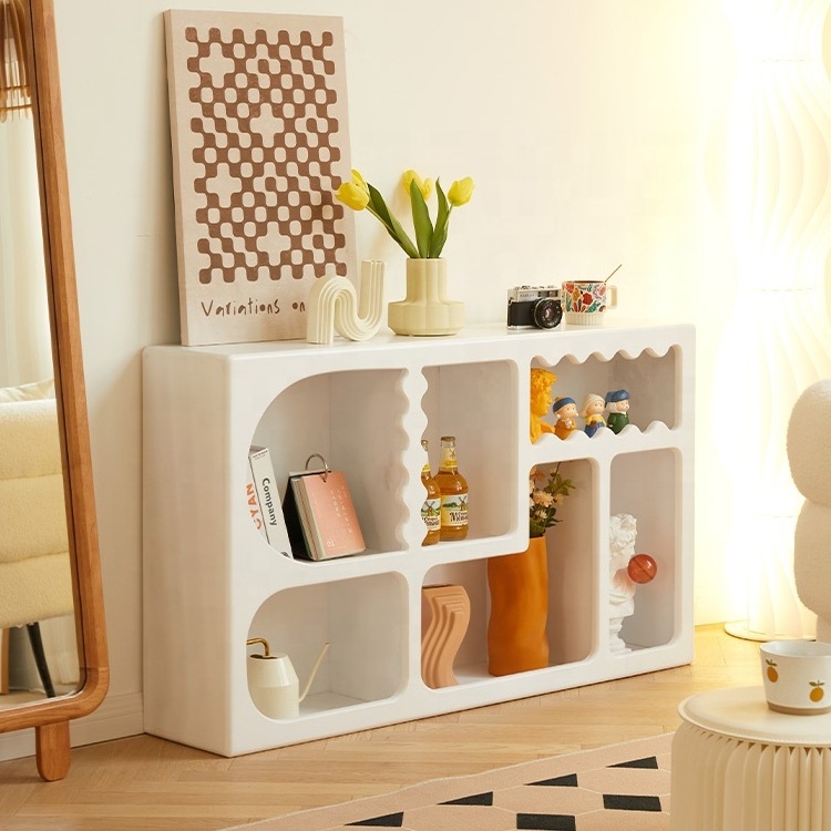 Hot Sale Simple Design New Storage MDF Display Decor White Bookshelf Wooden Display Cabinet Showcase for Live Room