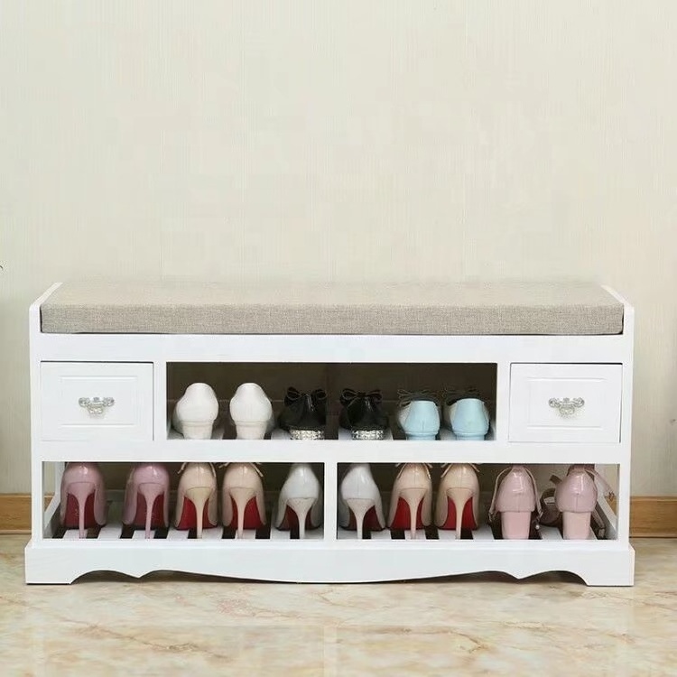 Wholesale Modern Furniture Home Entry Wooden Rack Shoe Rack Bench With Drawers