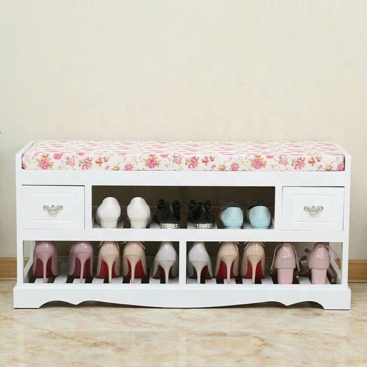 Wholesale Modern Furniture Home Entry Wooden Rack Shoe Rack Bench With Drawers