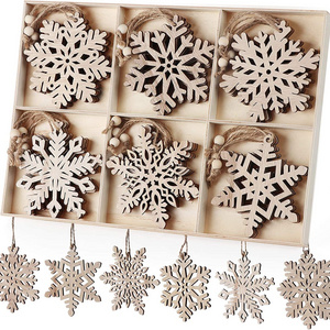 Wooden snowflake decorations 10.16 cm Christmas tree decorations Country decorations Wooden crafts