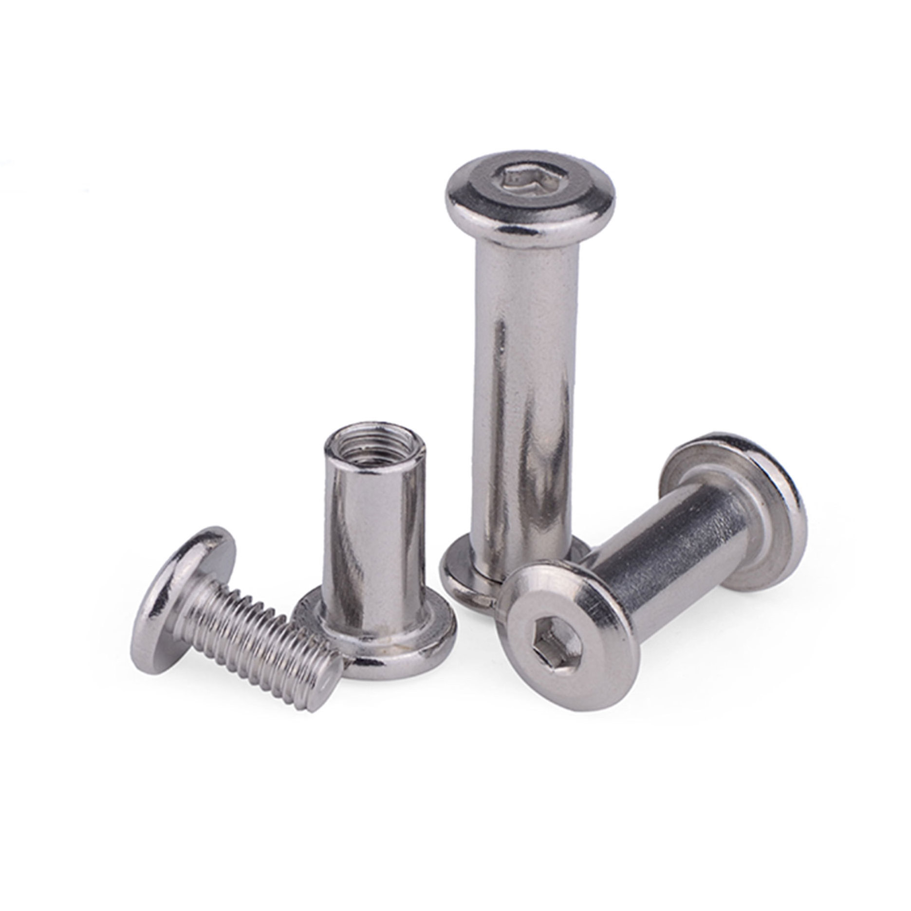 Stainless steel flat head hex socket furniture connector bolts and sleeve barrel cap nut M3 M4 M5 M6 M8 M10 furniture splint nut