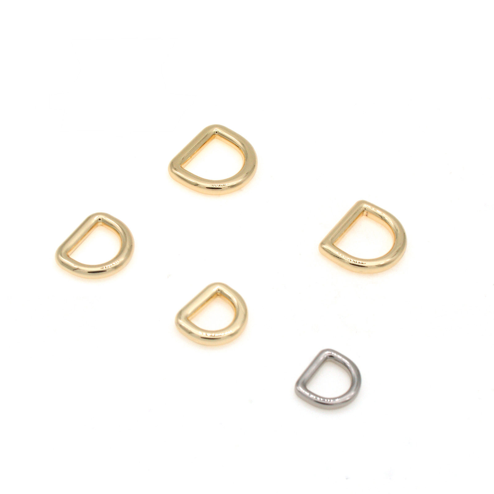 Handbag Accessories Custom Metal D Rings Hardware 15mm 18mm Rose Gold Silver Gold D Ring Metal D Ring Bag Buckle for Handbags