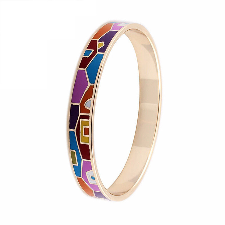 Enamel Jewelry Manufacturer 18K Gold Plated Bracelets Bangle Stainless Steel Hand Bangle Bracelet