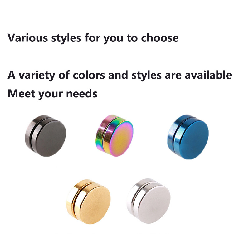 Personality Manufacturers stainless Steel Clip On Earrings Non Pierced Magnetic Unisex Stud Earrings