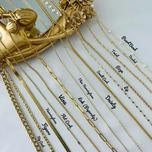 Various Stainless Steel Necklace Chain Gold Plated Thick Thin Chain Rope Ball Twist Dainty Flat Curb Lip Paper Clip Figaro Chain