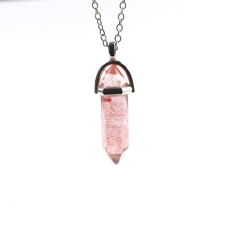 Natural Crystal Quartz Stone Hexagonal Column Pendant Spirit Pendulum Power Stone Natural Stone Necklace Bullet Pendant