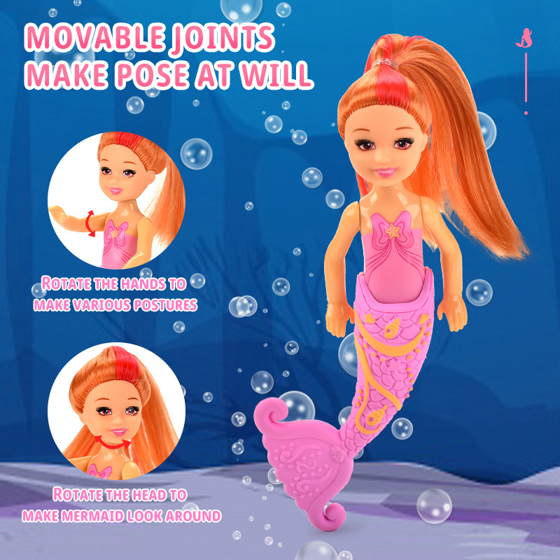 6.5 Inch Flexible swing Joints Wagging Tail  Girl Dolls 3 Colors Mixed Little Mermaid Doll Princess Doll Gift Toys For Kids