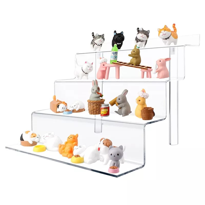 4 Tier Multifunctional Acrylic Stand Organizer Risers Clear Detachable  Rack Display for Toys Figures Champagne Wall Cupcake