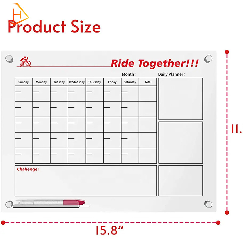 Acrylic Cycling Schedule Planner Acrylic Clear Dry Erase Writing Note Message Memo Board Monthly Wall Calendar for Daily Riding