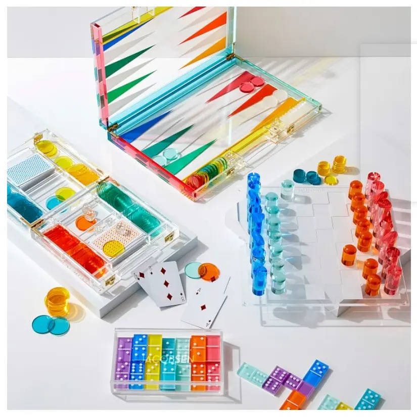 Manufacturer Customized 28 Pack Colored Acrylic Dominoes Blocks Games Set Acrylic Toppling Dominoes Game for Kids Gift