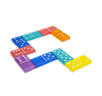 Manufacturer Customized 28 Pack Colored Acrylic Dominoes Blocks Games Set Acrylic Toppling Dominoes Game for Kids Gift