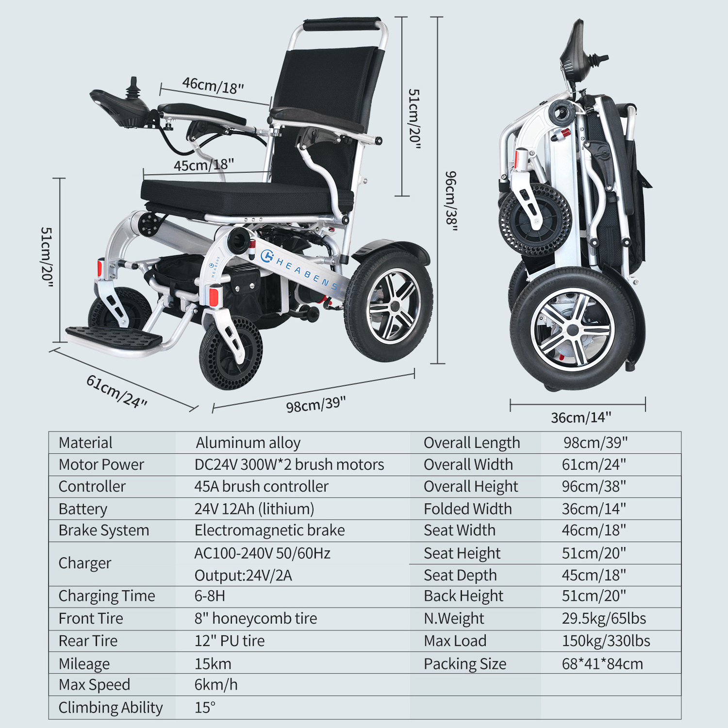 HBS0014 extra wide electric wheelchair lightweight bariatric motorized wheelchair foldable powerchair for senior