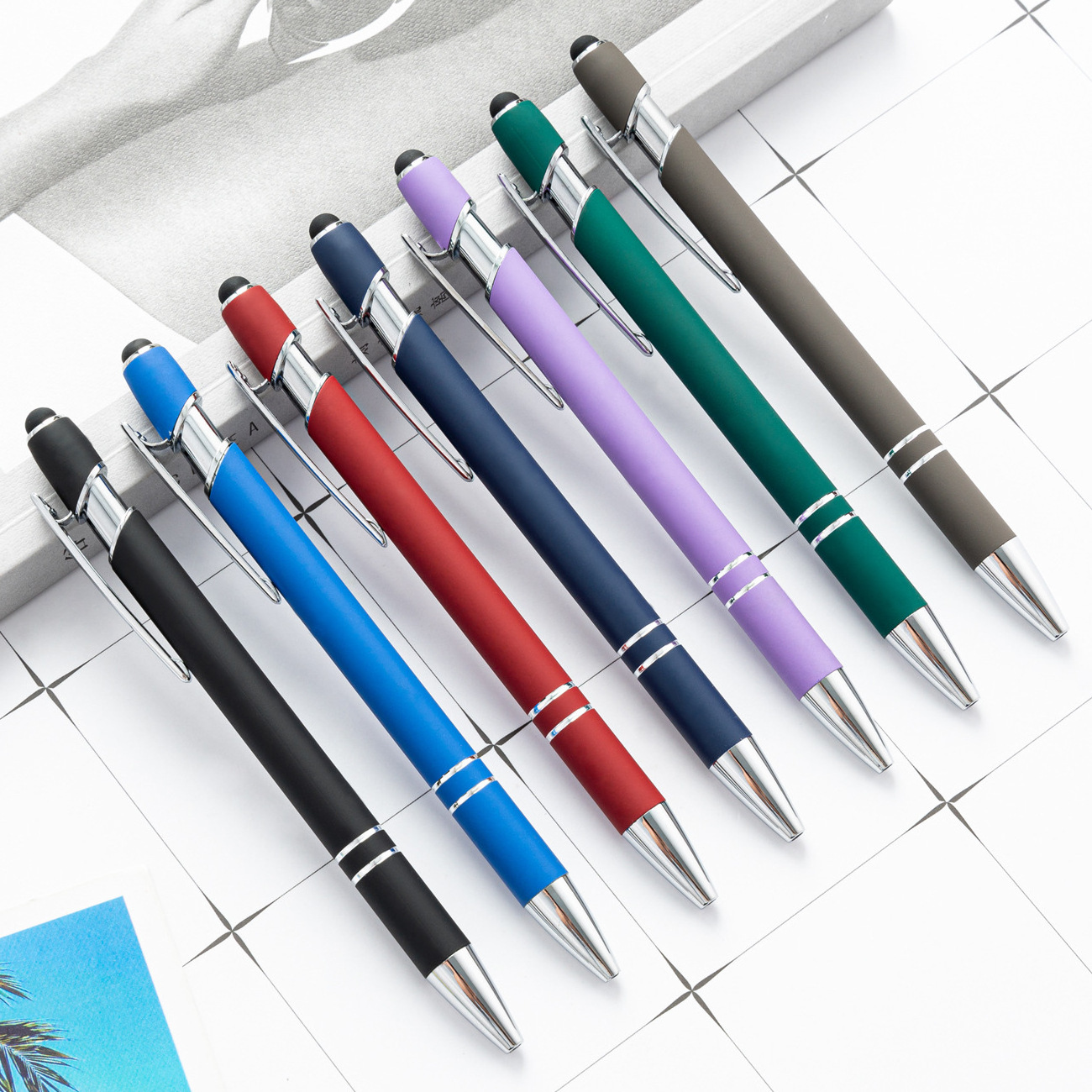 Custom Novelty Touch Metal Ballpoint Pens Promotional Novelty Business Gifts with Logo Feather Style Corporate Gift Sets