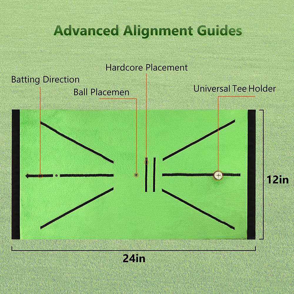 Mini Golf Training Mat with 3 Balls and 10 Tees Non-Slip Backing Swing Detection Batting Golf Hitting Mat