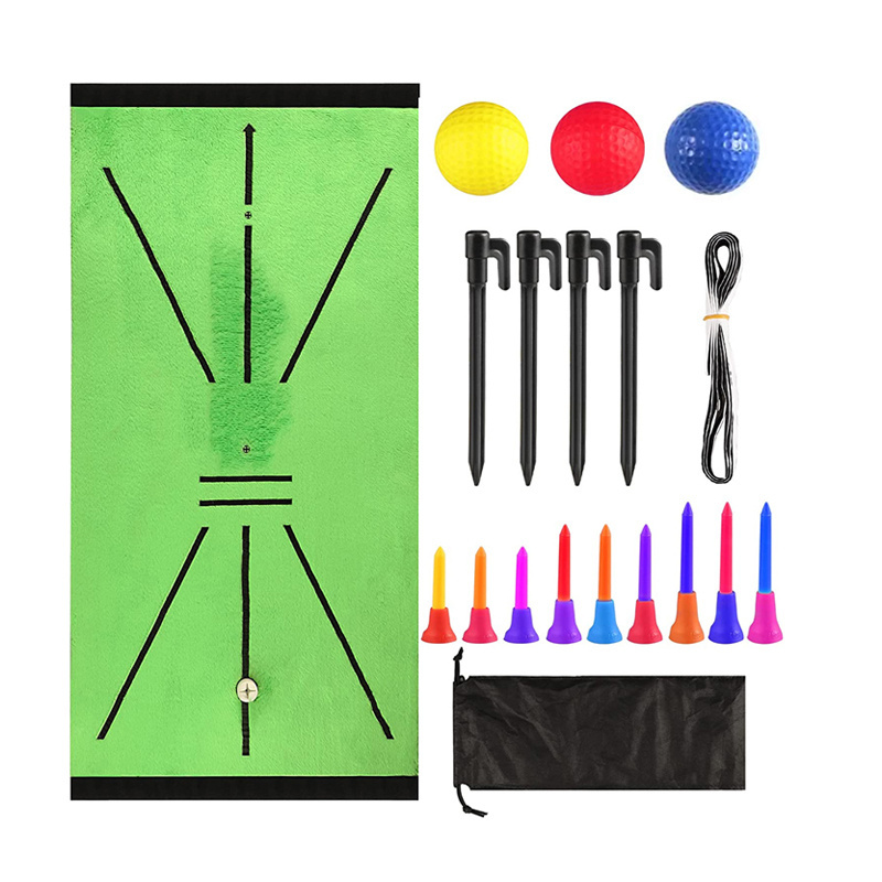 Mini Golf Training Mat with 3 Balls and 10 Tees Non-Slip Backing Swing Detection Batting Golf Hitting Mat