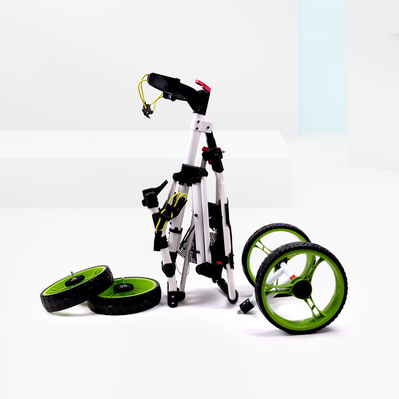 New Design Foldable Golf Pull Push Cart Trolley Aluminum Lightweight 4 Wheels Golf Trolley With Umbrella Holder