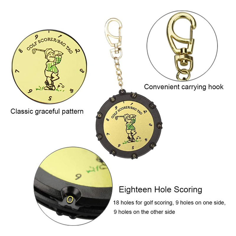 Wholesale Golden/Silver Handheld 18 Holes Golf Rounded Score Counter With Clip Digit Counter