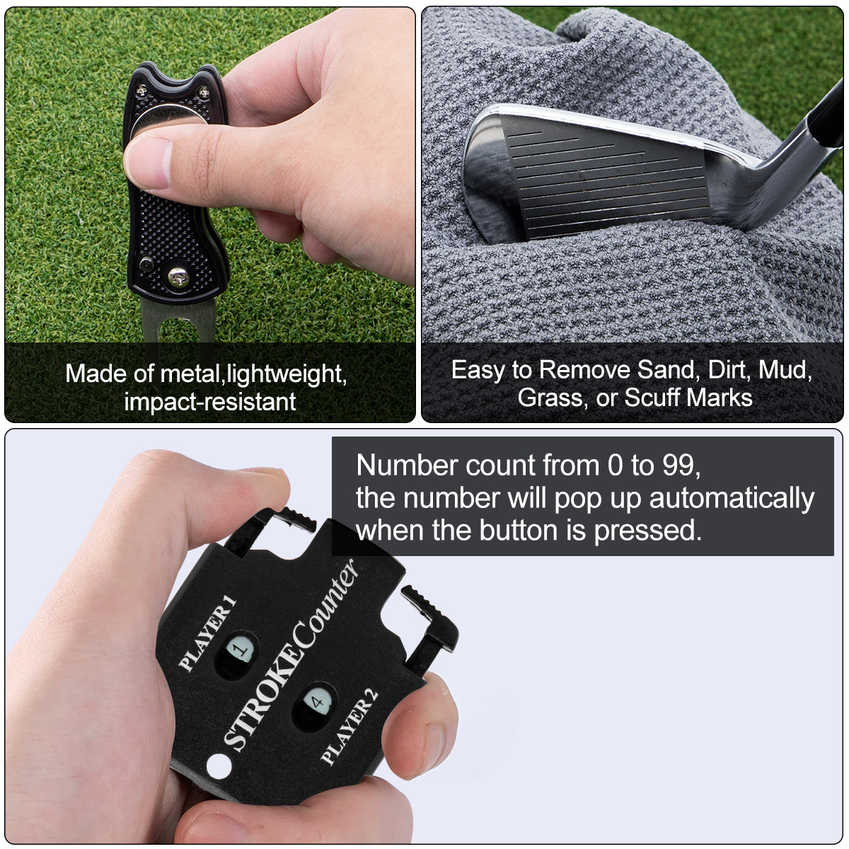 Wholesale Popular Useful 17-Pack Golf Accessories Set include Golf Ball Marker Pen and Holder, Tees, Club Brush and so on