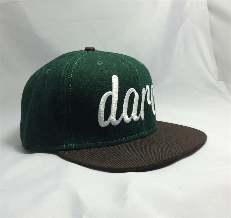 custom 6 panel snapback cap wool flat brim raiders hats 6 panel woolen embroidery snapback hat