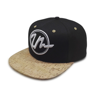 Wholesale Custom Made Cotton Fabric Unisex 3D Embroidery Wood-like Grain Flat Brim Design Sports Snapback Cap Hats