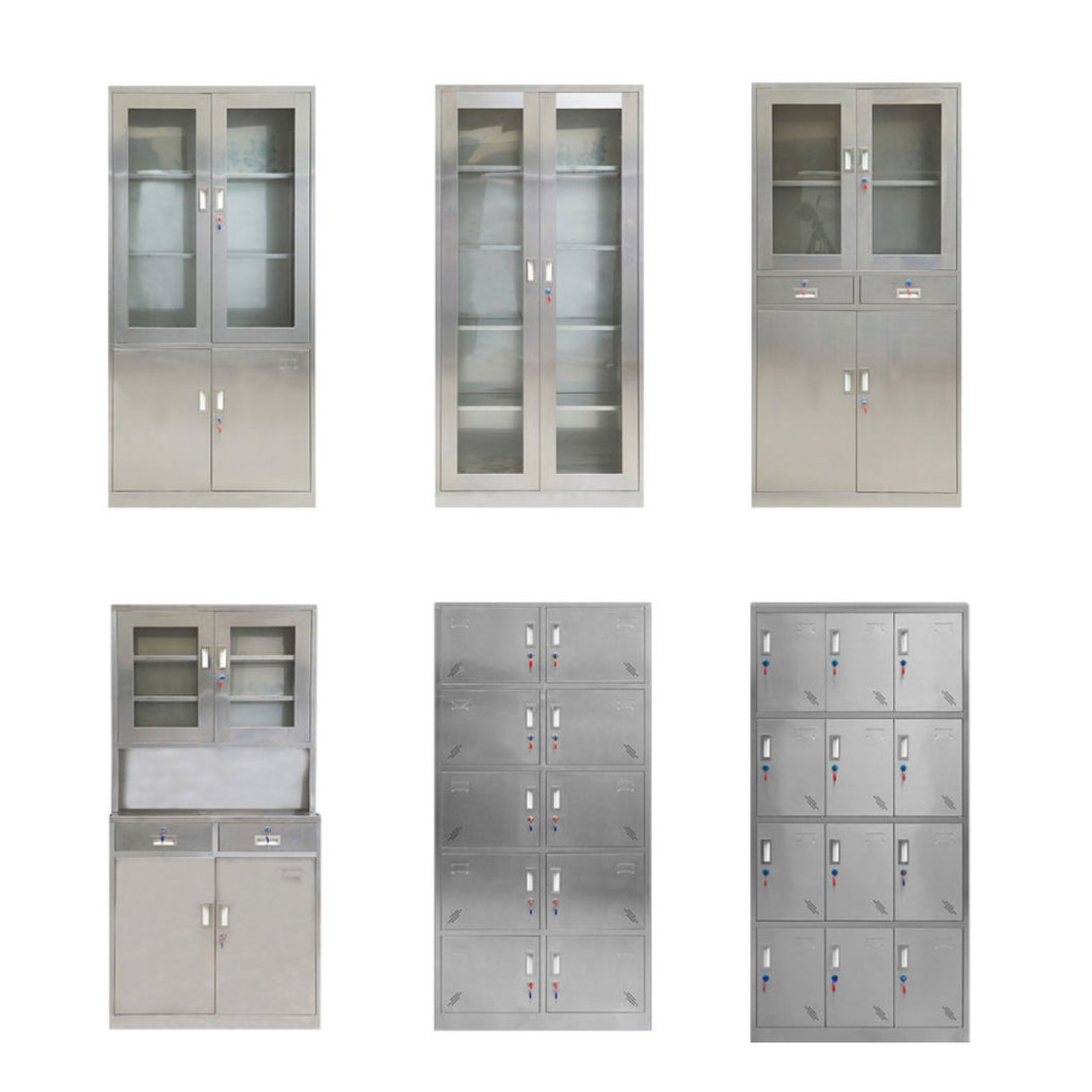 Glass Medical Instrument Cabinet Stainless Steel Hospital Furniture Outpatient Medicine Cabinet