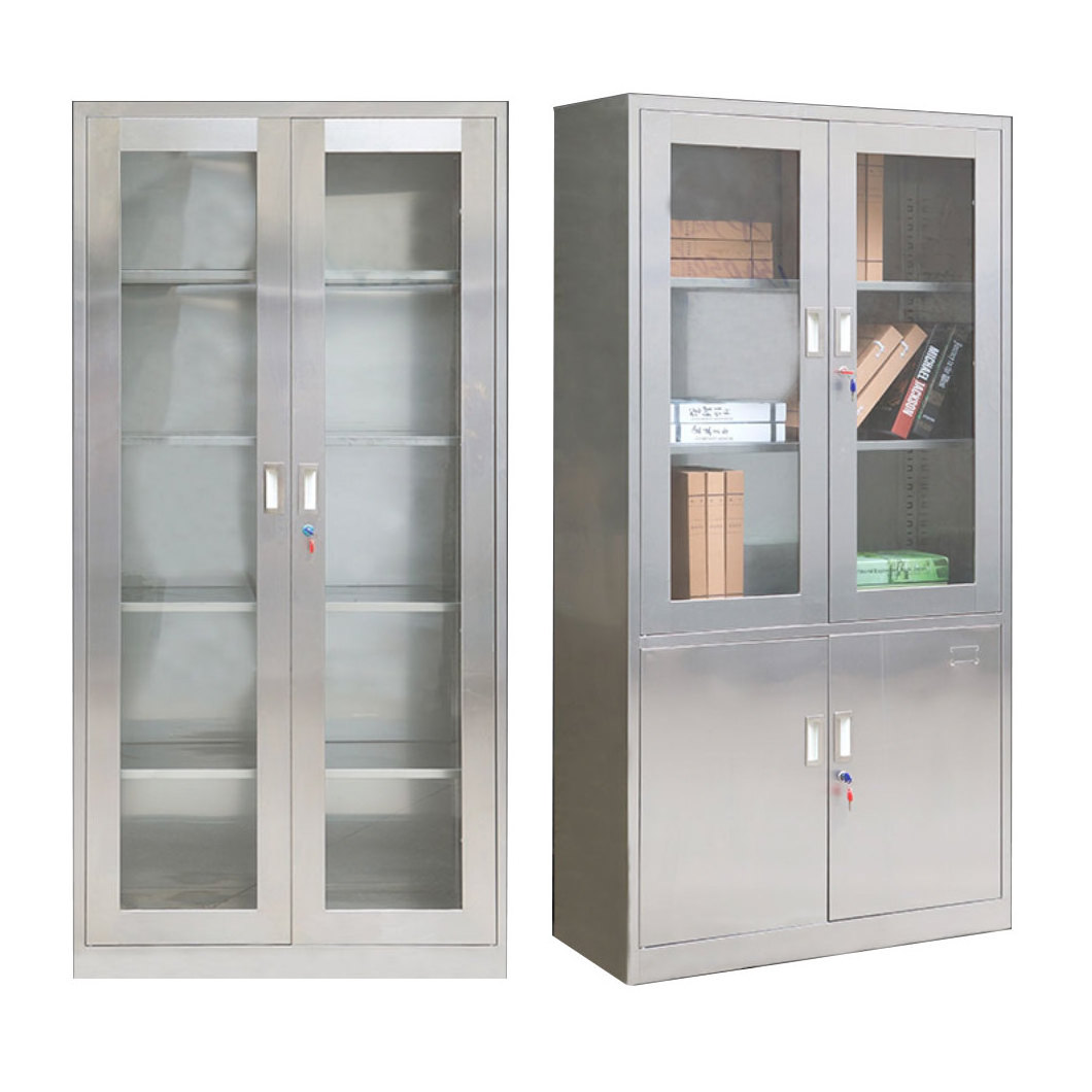 Glass Medical Instrument Cabinet Stainless Steel Hospital Furniture Outpatient Medicine Cabinet