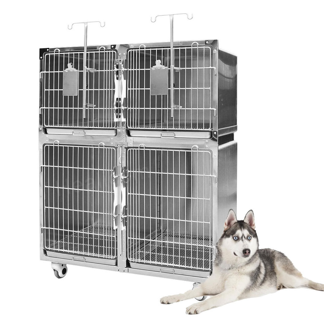 High Quality Vet Hospital Clinic Equipment Pet Veterinary Inpatient 304 Stainless Steel Animal Dog Cage