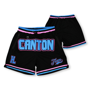 Custom Basketball Shorts With Zipper Pockets Design Vintage Shorts Fashion Street Mesh Basketball Shorts