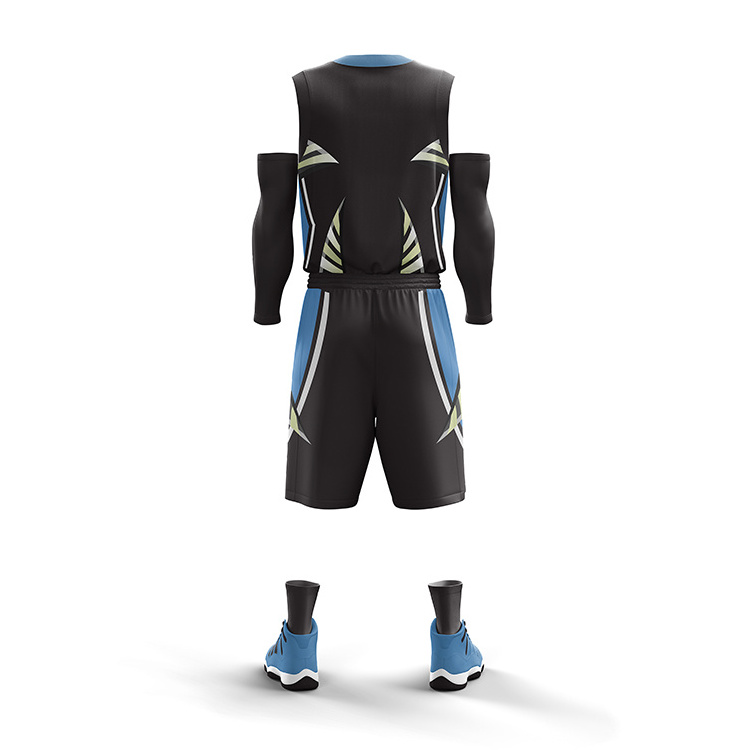 wholesale  basketball jersey black and blue  basketball suit  custom sport uniform