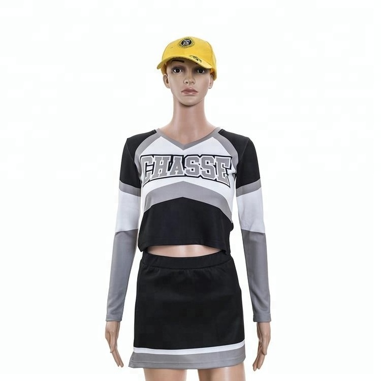 OEM Unique Custom cheerleading dress Sublimation Design Pattern Long Sleeve Cheerleader Uniform