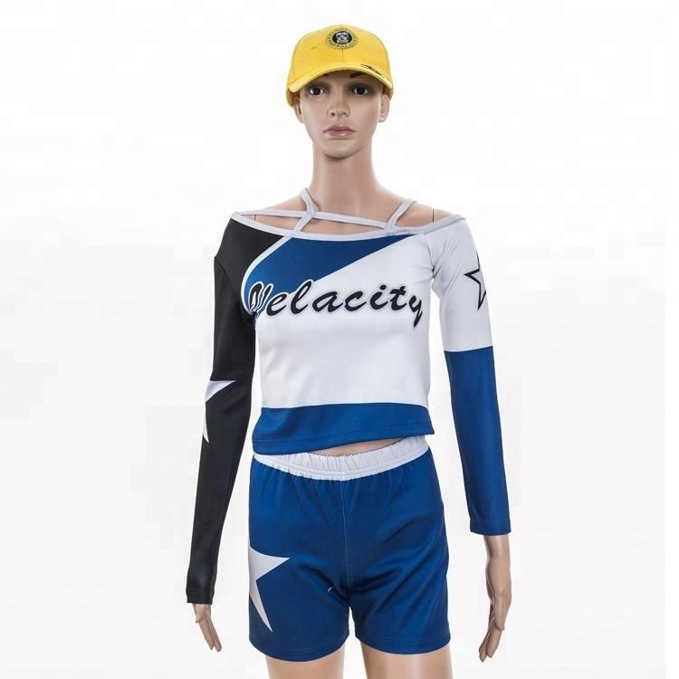 OEM Unique Custom cheerleading dress Sublimation Design Pattern Long Sleeve Cheerleader Uniform