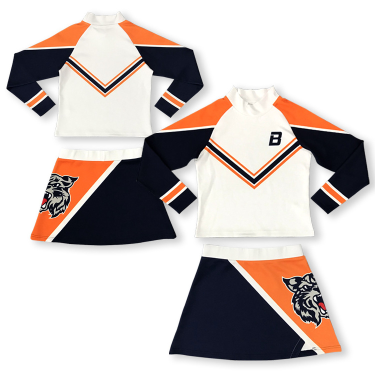 Custom Long Sleeve Cheerleading Uniforms Women's Sublimation Cheerleading Dresses