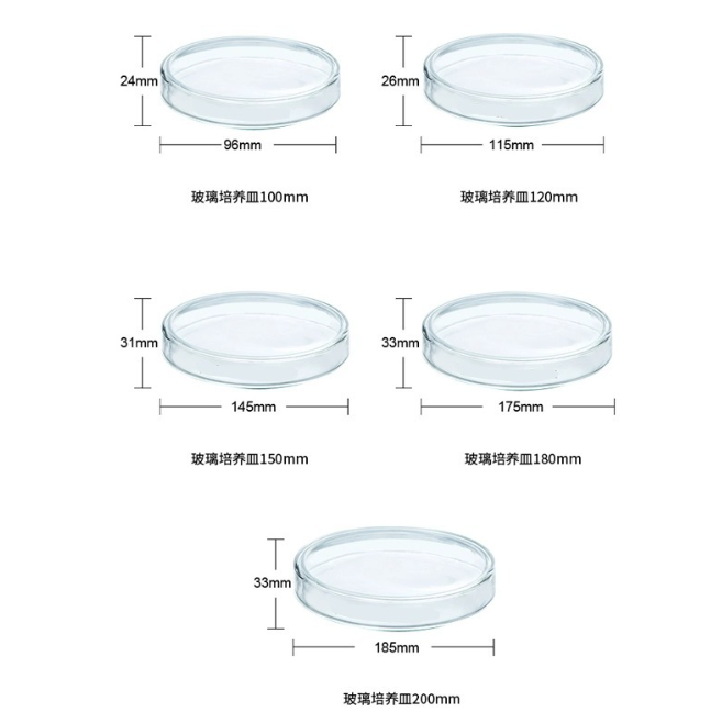 Healsmed 3.3 borosilicate glass disposal sterile 65mm 90mm glass petri dish