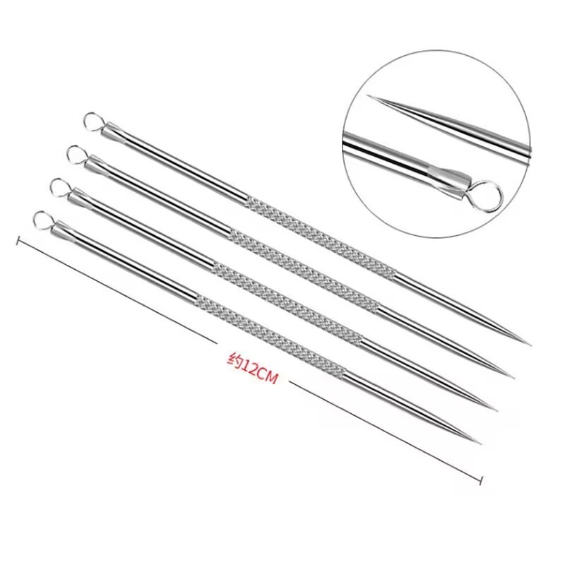 Private Label Gold Stainless Steel Acne Needle Pimple Extractor Blackhead Remover Tool Kit