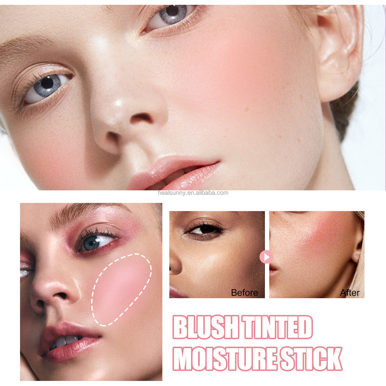 Private Label Custom Vegan Cream Blusher Multi Stick Makeup Blush Stick For Lip Eye Cheek