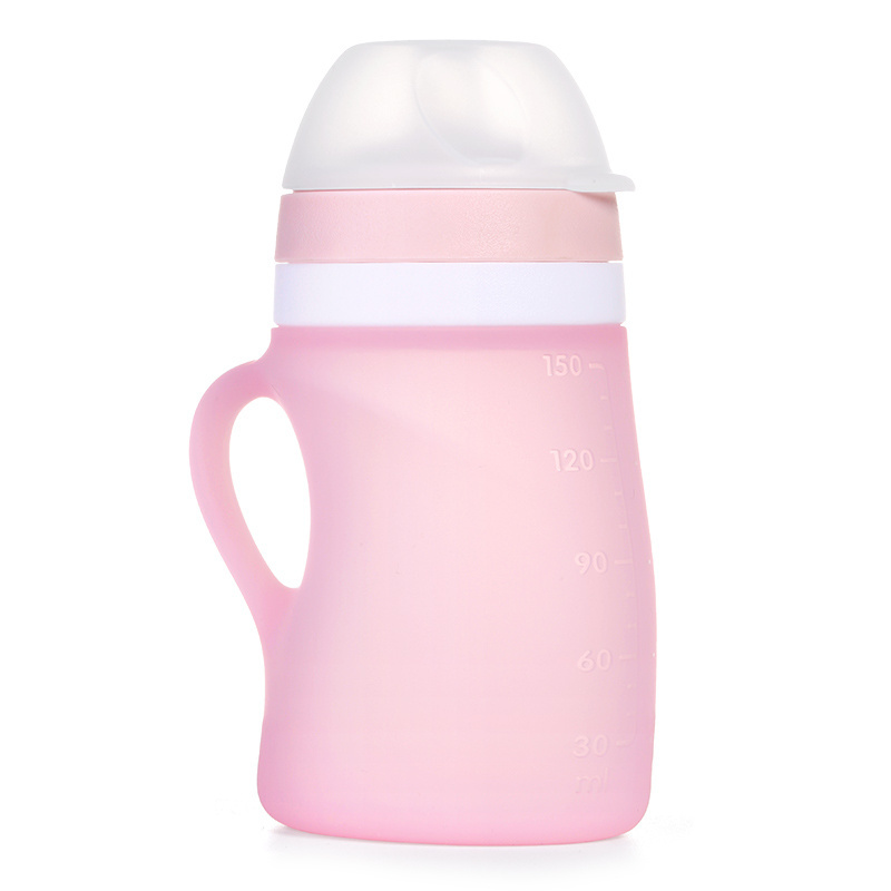 New Design Soft Silicone 150ml Squeeze Large Caliber Supplementary Food Baby Feeding Bottle