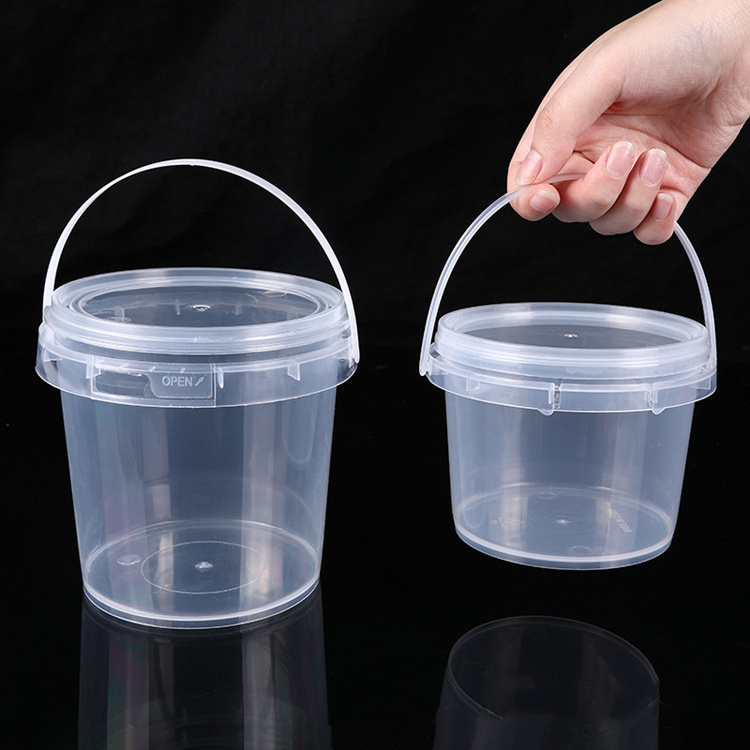 PP transparent  packaging bucket small bucket plastic bucket with lid 160ml-5000ml