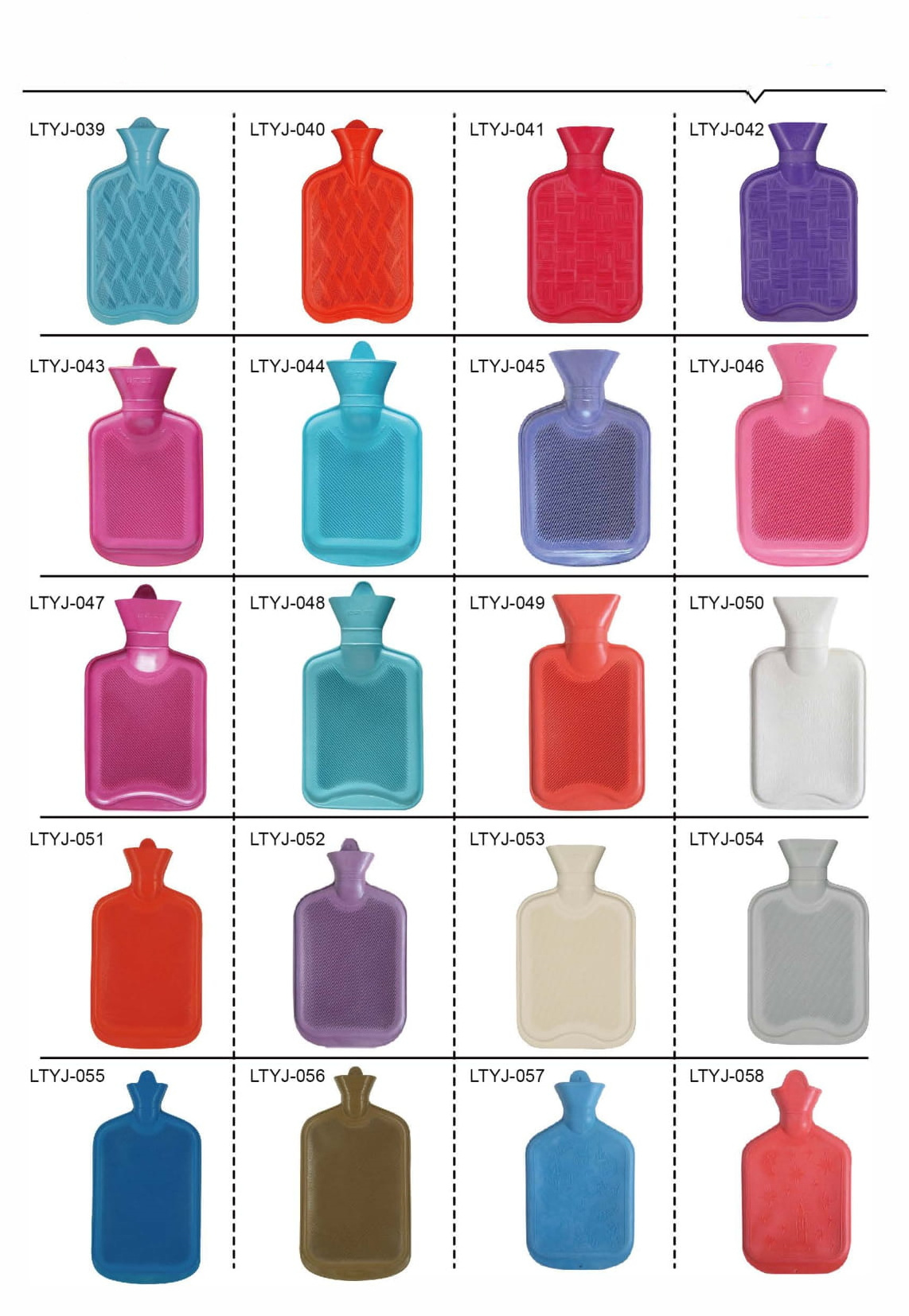 Hot selling 500ml-2000ml Multi-colour Hot Water Bag Natural Rubber Hot Water Bottle