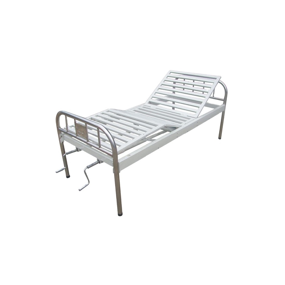 Stainless steel head hospital nursing bed, backrest and knee break up/down nursing bed