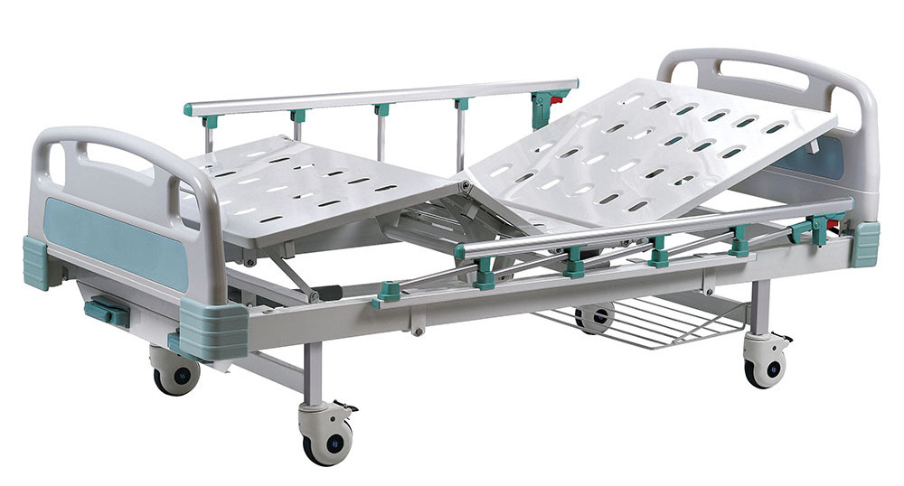 Stainless steel head hospital nursing bed, backrest and knee break up/down nursing bed