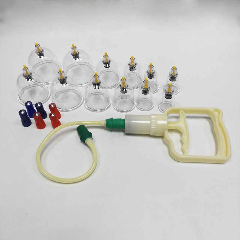 Plastic hand pump suction 12-pieces vacuum cup cupping therapy massager hijama cupping set