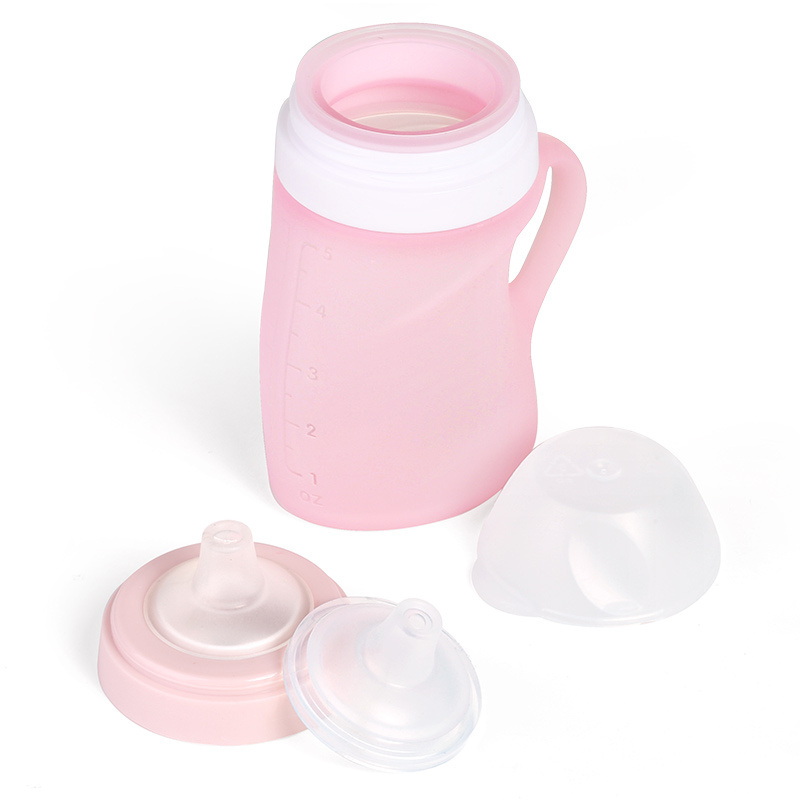 New Design Soft Silicone 150ml Squeeze Large Caliber Supplementary Food Baby Feeding Bottle