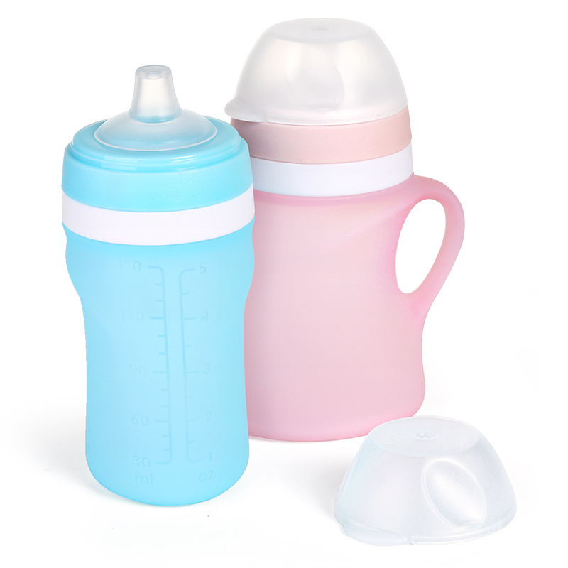 New Design Soft Silicone 150ml Squeeze Large Caliber Supplementary Food Baby Feeding Bottle